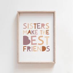 3 Girls Nursery Prints, Rainbow Sister Make Best Friends Wall Art, Sibling Art - thumbnail 2