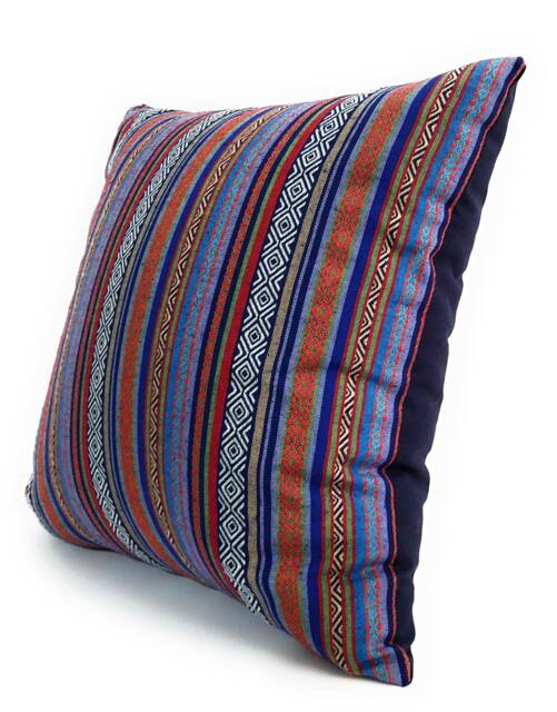 Multi Color Striped Navy Blue Pillow Decorative Throw 18x18 - image 1