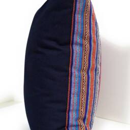 Multi Color Striped Navy Blue Pillow Decorative Throw 18x18 - thumbnail 2