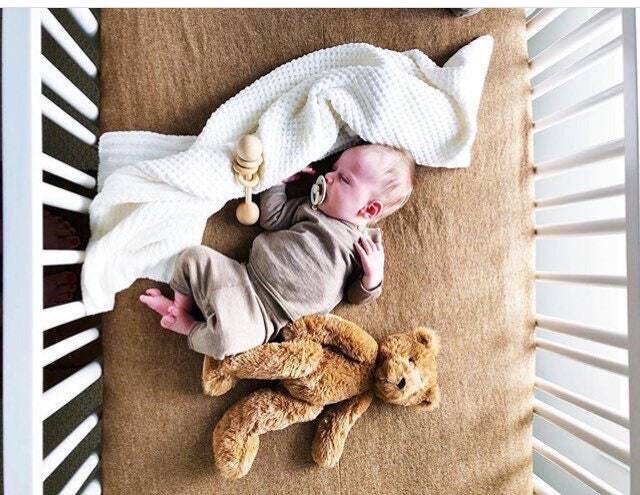 Linen Fitted Crib Sheet - Nutmeg Neutral Baby Bedding - image 1