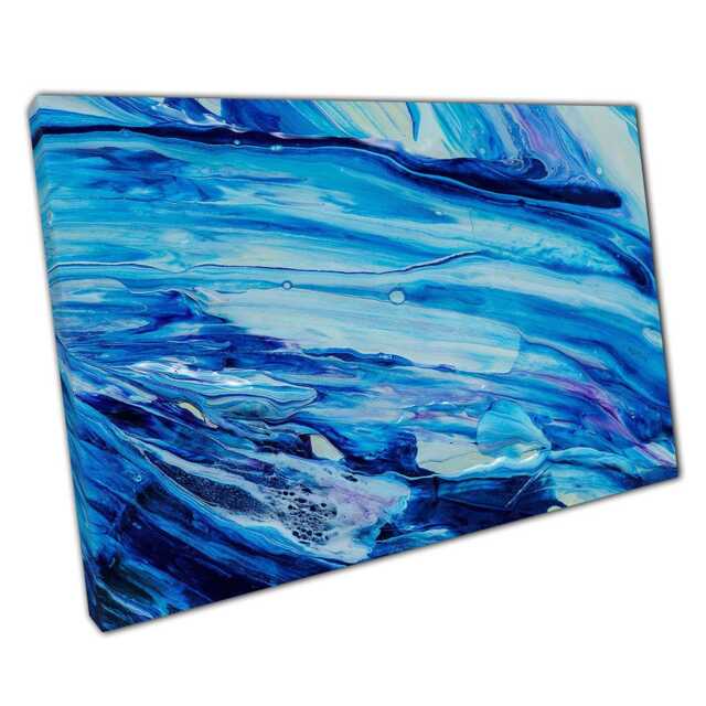 Rich Blue & White Abstract Canvas Print Modern Wall Art For Home & Office Decor - image 1
