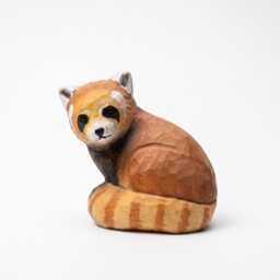 Whimsical Hand Carved Wooden Red Panda Figurine, Rustic Woodland Animal Decor, Cute Lover Gift, Unique Wood Art Shelf Sitter - thumbnail 2