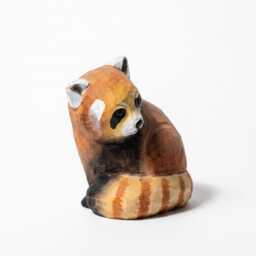 Whimsical Hand Carved Wooden Red Panda Figurine, Rustic Woodland Animal Decor, Cute Lover Gift, Unique Wood Art Shelf Sitter - thumbnail 3