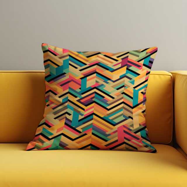 Bold Geometric Cushion Cover, Multicolor Chevron Pattern Pillowcase, Modern Living Room Accent, 18x18 - image 1