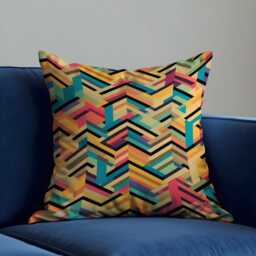Bold Geometric Cushion Cover, Multicolor Chevron Pattern Pillowcase, Modern Living Room Accent, 18x18 - thumbnail 3