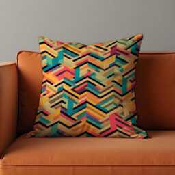 Bold Geometric Cushion Cover, Multicolor Chevron Pattern Pillowcase, Modern Living Room Accent, 18x18 - thumbnail 2