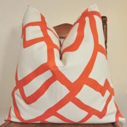 Orange Pillow, Geometric Pillow Cover, Decorative Throw Toss Home Furnishing, Decor, Made in Usa - thumbnail 1