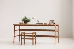 Mid Century Modern Desk For Office, Large Desk, Wooden Desk, Writing Custom Minimalist Desk - thumbnail 1