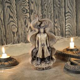 Gwyn Ap Nudd Horned God Statue Welsh Mythology Wood Carving - thumbnail 2