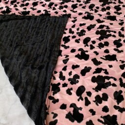 "Miss Piggy Minky Blanket - Black & Pink, Solid Black, Pink With Spots 60""x60" - thumbnail 2