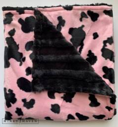"Miss Piggy Minky Blanket - Black & Pink, Solid Black, Pink With Spots 60""x60"