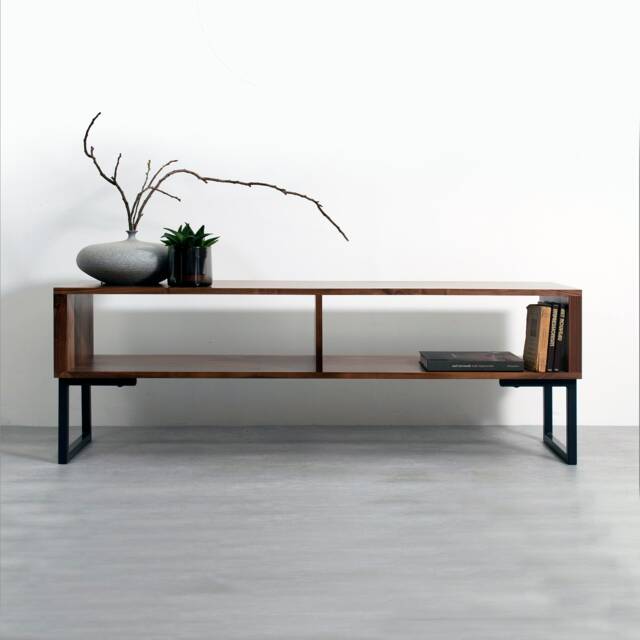 "Large Solid Premium Walnut Tv Stand Media Stand Or Coffee Table With Storage ""Henley Walnut" - image 1