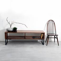"Large Solid Premium Walnut Tv Stand Media Stand Or Coffee Table With Storage ""Henley Walnut" - thumbnail 3