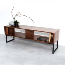 "Large Solid Premium Walnut Tv Stand Media Stand Or Coffee Table With Storage ""Henley Walnut" - thumbnail 2