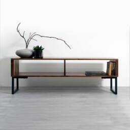 "Large Solid Premium Walnut Tv Stand Media Stand Or Coffee Table With Storage ""Henley Walnut" - thumbnail 1