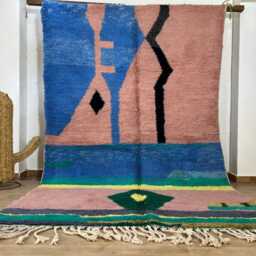 Moroccan Rug , Colorful Beni Ourain Handmade Wool Area Rugs For Living Room Berber 5.5x8.7 Ft - thumbnail 4