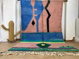 Moroccan Rug , Colorful Beni Ourain Handmade Wool Area Rugs For Living Room Berber 5.5x8.7 Ft - thumbnail 1