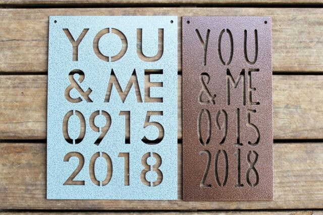 Personalized Metal Anniversary Sign You & Me Date Wall Art - image 1
