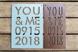 Personalized Metal Anniversary Sign You & Me Date Wall Art - thumbnail 1