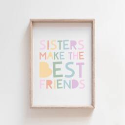 Sisters Make The Best Friends Wall Art, Girls Bedroom Decor, Big Sis Lil Sis, Bedroom, Rainbow, Siblings, Playroom Set Of 3 - thumbnail 3