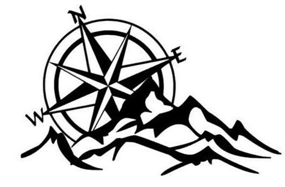 Mountain Compass Car Bonnet Side Sticker Vinyl Graphic Off Road Adventure Travel Motorhome Caravan Touring Van Campervan Wall Art Decal
