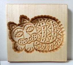 Cookie Mold Cat 2 Handmade, Carved Wood, Linden Tree