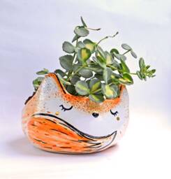 Mini Planter, Fox Housewarming Gift, Woodland, Animal Ceramic Succulent Fox, Gift - thumbnail 1