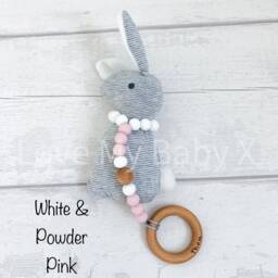 Personalized Bunny Rattle Sensory Toy First Christmas Keepsake - thumbnail 3