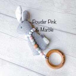 Personalized Bunny Rattle Sensory Toy First Christmas Keepsake - thumbnail 2