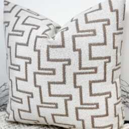 Luxury White Taupe Cushion For A Bed, Beds, Sofa, Sofa Set, Bed Textured Cushion, Scatter Cushion - Style No. 184B - thumbnail 2