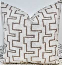 Luxury White Taupe Cushion For A Bed, Beds, Sofa, Sofa Set, Bed Textured Cushion, Scatter Cushion - Style No. 184B - thumbnail 1