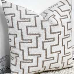 Luxury White Taupe Cushion For A Bed, Beds, Sofa, Sofa Set, Bed Textured Cushion, Scatter Cushion - Style No. 184B - thumbnail 3