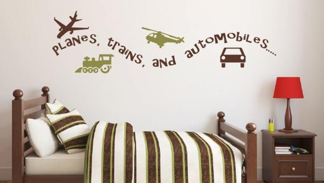 Plains, Trains & Automobiles Decal For Boys Room Stick On Wall Art Baby Room Decals Boy - Transportation Sd 082 - image 1