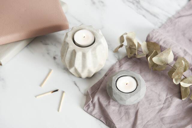 Geometric Style Concrete Tea Light Holder - Modern & Versatile Home Decor - image 1