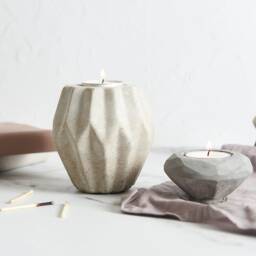 Geometric Style Concrete Tea Light Holder - Modern & Versatile Home Decor - thumbnail 2