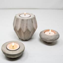 Geometric Style Concrete Tea Light Holder - Modern & Versatile Home Decor - thumbnail 3