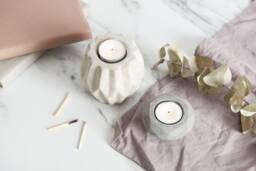 Geometric Style Concrete Tea Light Holder - Modern & Versatile Home Decor