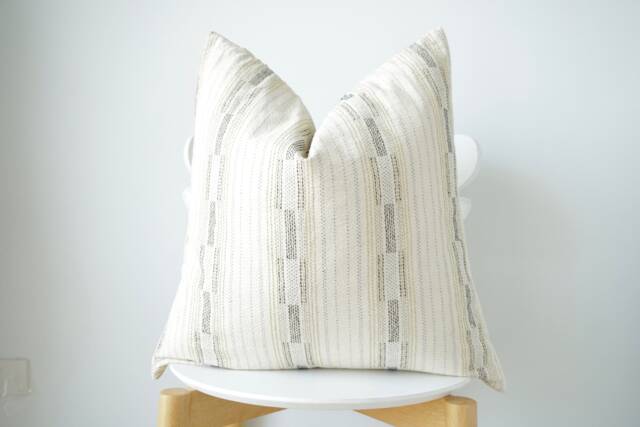 Cream Black Striped Pillow Cover - image 1