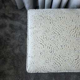Footstool Pouffe Ottoman Reupholstered in Designer Nina Campbell Cream Coloured Velvet. Stable & Heavy - thumbnail 3