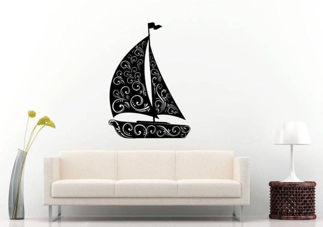 Sailboat Ship Yacht Ocean Sea Nautical Room Wall Sticker Decal Vinyl Mural Decor Art L2359 - image 1