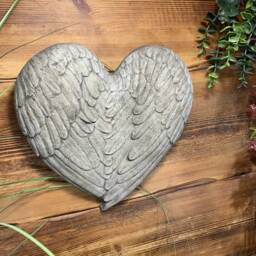 stone Garden Love Heart Wings Angel Fairy Memorial Wall Plaque Hanging Ornament - thumbnail 3