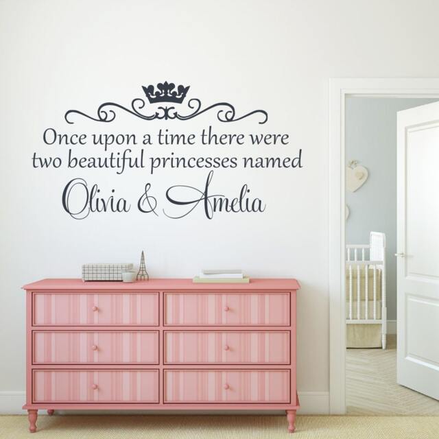 Personalized Princess Sisters Wall Decal - Nursery & Girls Bedroom Decor - image 1