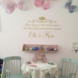 Personalized Princess Sisters Wall Decal - Nursery & Girls Bedroom Decor - thumbnail 2