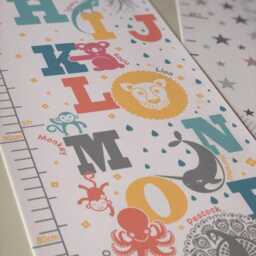 Personalised Animal Alphabet Canvas Height Chart, Kid's Growth Chart, Height Ruler, Wall Hanging, in Feet & cm's, Natural Or Pastel Nursery - thumbnail 3