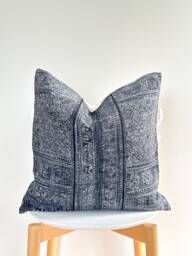 Indigo Neutral Tribal Hemp Hand Woven Natural Dye Color Lumbar Pillow Cover - thumbnail 1