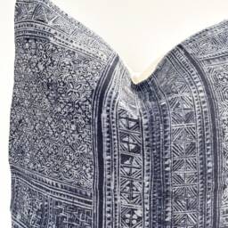Indigo Neutral Tribal Hemp Hand Woven Natural Dye Color Lumbar Pillow Cover - thumbnail 2