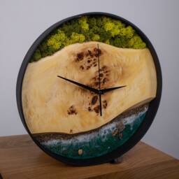 Handmade Wooden Wall Clock Beach Wave Moss Decor - 14 - thumbnail 2