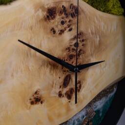 Handmade Wooden Wall Clock Beach Wave Moss Decor - 14 - thumbnail 4