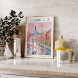 Cambridge Travel Print, Poster, United Kingdom Wall Art, Vintage University Gift - thumbnail 2