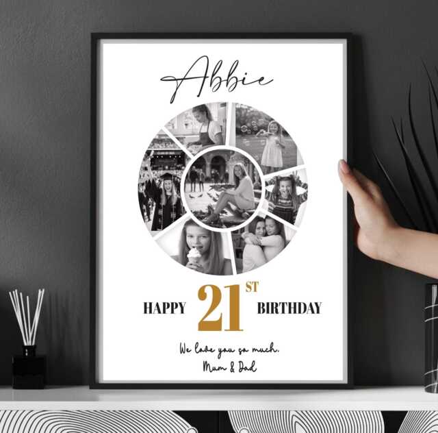 Personalised 21st Birthday Photo Gift Print, Twenty First Keepsake For Son Daughter, Wall Art - image 1